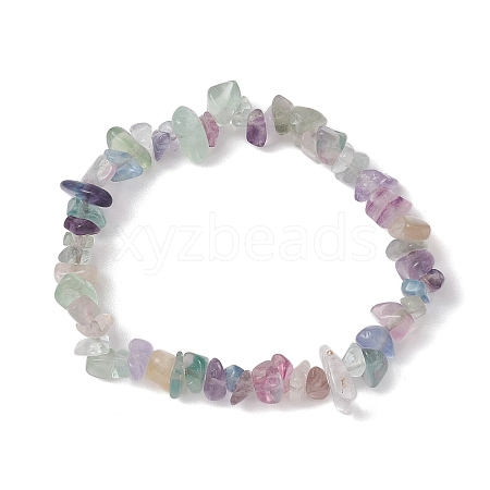 Natural Fluorite Chip Beads Stretch Bracelets for Women BJEW-JB10688-06-1