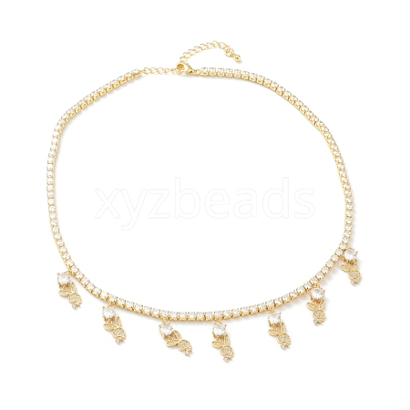 Brass Micro Pave Clear Cubic Zirconia Choker Necklaces NJEW-H308-02G-1