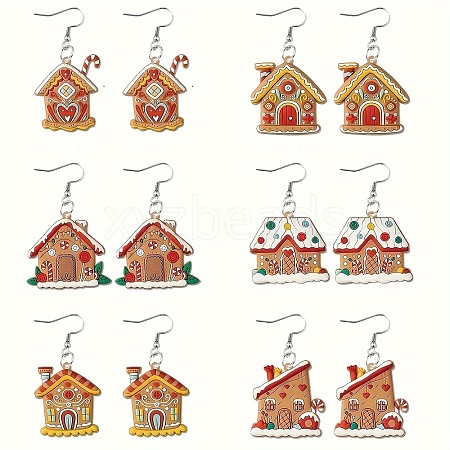 6 Pairs Acrylic Dangle Earrings FS-WGE6FEA-01-1