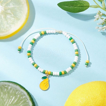 9Pcs Fruit Theme Alloy Enamel Charm Bracelets BJEW-MZ00206-01-1