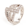 Brass Micro Pave Clear Cubic Zirconia Finger Rings RJEW-E168-04P-1