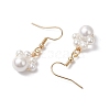 Round Shell Pearl Beads Dangle Earrings EJEW-JE06318-02-4