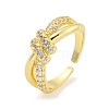 Brass Micro Pave Cubic Zirconia Open Cuff Ring AJEW-U003-04A-G-1