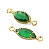 Brass Pave K9 Glass Connector Charms KK-Q059-01E-G-2