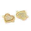 Rack Plating Brass Cubic Zirconia Heart Connector Charms KK-C084-08F-G-2