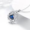 Real Platinum Plated Brass Cubic Zirconia Flower Pendant Necklaces NJEW-BB03721-P-3