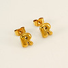 Chunk Letter 304 Stainless Steel Stud Earrings for Women LS-EJEW-G386-01R-G-1