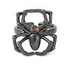 Halloween Spider Brass Rhinestone Open Cuff Rings RJEW-S419-01B-01-2