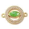 Rack Plating Brass Micro Pave Clear Cubic Zirconia Ring with Horse Eye Connector Charms KK-K385-98G-03-1