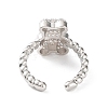 Bear Rack Plating Brass Micro Pave Clear Cubic Zirconia Open Rings RJEW-D020-03P-3