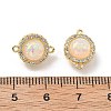 Brass Micro Pave Clear Cubic Zirconia Flat Round Connector Charms KK-B129-24G-01-3