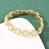 Square Brass Micro Pave Clear Cubic Zirconia and Glass Link Chain Bracelets BJEW-T025-04G-03-4