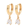 Brass Micro Pave Clear Cubic Zirconia Hoop Earrings EJEW-A107-10A-KCG-1