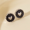 304 Stainless Steel Round Stud Earrings PW-WGD4BB4-01-1