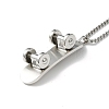 Non-Tarnish 304 Stainless Steel Skateboard with Word Skate Spirit Pendant Necklace NJEW-M188-01P-3