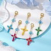 Cross Glass Seed Beads Pendant Decoration HJEW-MZ00110-2