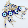 Flat Round with Evil Eye Glass Pendant Decorations EVIL-PW0002-07-4