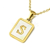 Ion Plating(IP) Rectangle with Initial Letter 304 Stainless Steel Pendant Necklace X-NJEW-R265-04G-S-1