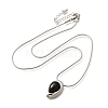 Natural Black Onyx(Dyed & Heated) Teardrop Pendant Necklaces NJEW-C065-01P-4