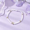 Adjustable Brass Heart & Nylon Braided Bead Bracelets for Women Men BJEW-JB10696-2