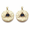 Brass Micro Pave Blue Cubic Zirconia Pendants KK-S356-218G-NF-1