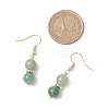 Round Natural Green Aventurine Dangle Earrings EJEW-JE06465-4