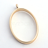 Matte Style Rack Plating Alloy Oval Open Back Bezel Pendants PALLOY-S047-26C-FF-2