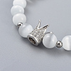 Cat Eye Round Beads Stretch Bracelets BJEW-JB04409-02-2