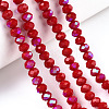 Electroplate Opaque Solid Color Glass Beads Strands EGLA-A044-P8mm-L02-4