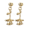 Flower Brass Dangle Earrings EJEW-TA00495-1