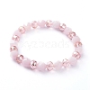 Natural Rose Quartz Gemstone Stretch Bracelets BJEW-JB05024-03-1