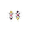 Rhombus 925 Sterling Silver Pave Colourful Cubic Zirconia Stud Earrings WGF0FD8-03-2