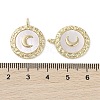 Brass Micro Pave Clear Cubic Zirconia with Shell Pendants KK-G491-40G-3