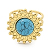 Ion Plating(IP) 304 Stainless Steel Synthetic Turquoise Cuff Rings G-Z056-08G-02-2