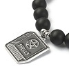 Natural Lava Rock & Black Agate Beaded Stretch Bracelet with Alloy Enamel Charms BJEW-JB09501-3