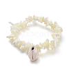 White Shell Chip Beads Charm Stretch Bracelets BJEW-JB03979-1