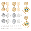 BENECREAT 16Pcs 2 Color Brass Stud Earring Findings KK-BC0010-36-1