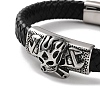 Men's Braided Black PU Leather Cord Bracelets BJEW-K243-16AS-2