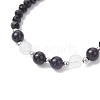 Synthetic Blue Goldstone & Glass Round Beaded Bracelets for Women BJEW-JB12210-03-3