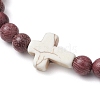 Natural Wood Beads Stretch Bracelets for Women BJEW-JB11338-04-3