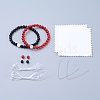 Feng Shui Natural Black Agate & Synthetic Grass Coral Beaded Stretch Bracelets BJEW-JB05022-03-2