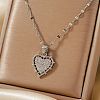 Elegant Brass Micro Pave Clear Cubic Zirconia Heart Pendant Necklaces IR4226-1-1
