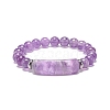 Natural Amethyst Beaded Stretch Bracelet BJEW-JB08879-05-1