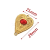 Stainless Steel Pave Dyed Red Synthetic Turquoise Peach Heart Connector Charms PW-WG0EEB2-02-2