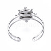 304 Stainless Steel Open Cuff Finger Ring Cabochon Settings STAS-T060-10P-2