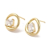 Brass Micro Pave Cubic Zirconia Earrings for Women EJEW-E301-14G-1