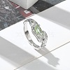 Horse Eye Glass Cubic Zirconia Cuff Rings RJEW-G337-17P-1