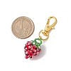 Glass Seed Beaded Strawberry Pendant Decoration HJEW-MZ00160-04-3