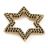 Rack Plating Brass Micro Pave Cubic Zirconia Star Linking Rings KK-A234-004G-3