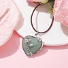 Natural Green Aventurine Heart Pendant Necklace with Cowhide Leather Cords NJEW-JN04598-03-2